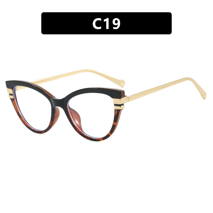 Dame Cat-Eye solbriller med elegant plastramme og gullaccentuer Skanto
