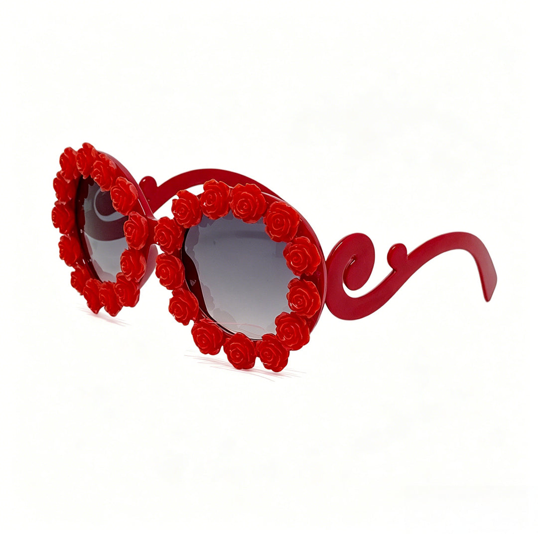 Dame Designer-solbrille med blomsterdetaljer Skanto
