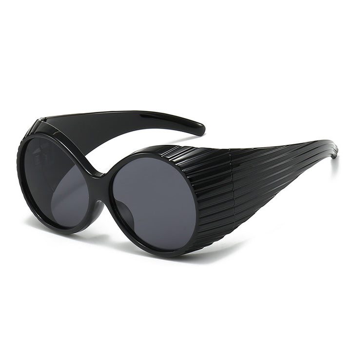 Dame Oversized Cat-Eye Solbriller med stilig, strukturert ramme Skanto