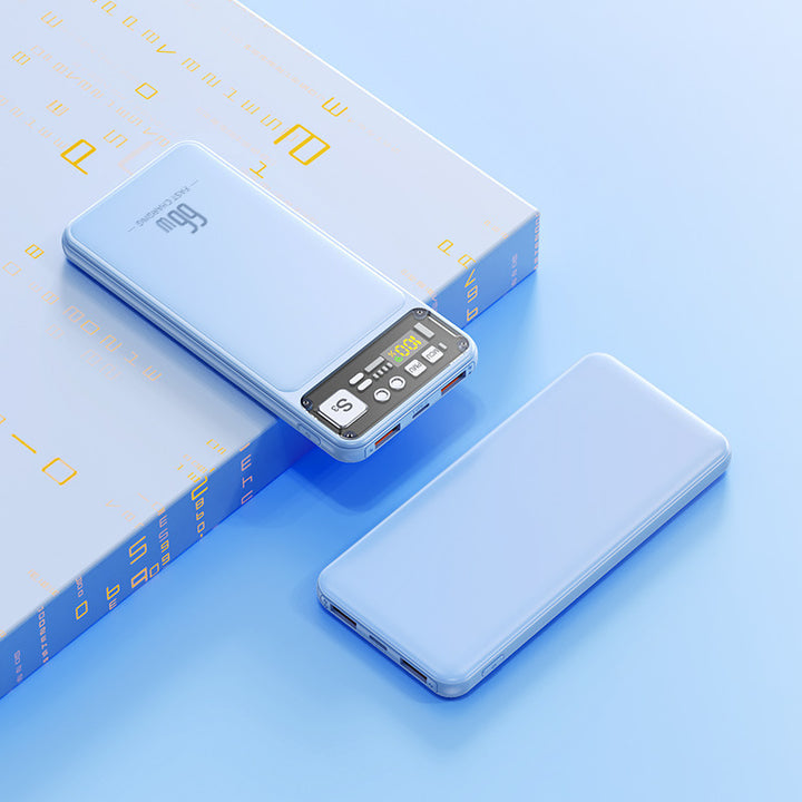 Powerbank med integrert kabelsystem og digital ladevisning Skanto