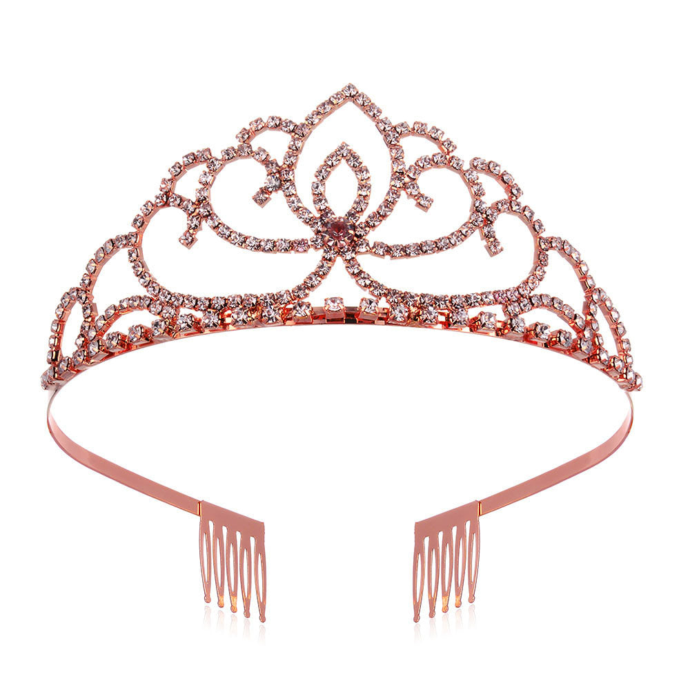 Dame Elegant Strass-Tiaras med blomsterdesign Skanto