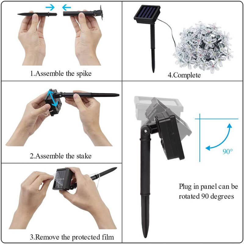 Skanto | LED Solar Sakura String Lights Vanntette Utendørs Fe Blomster Lys