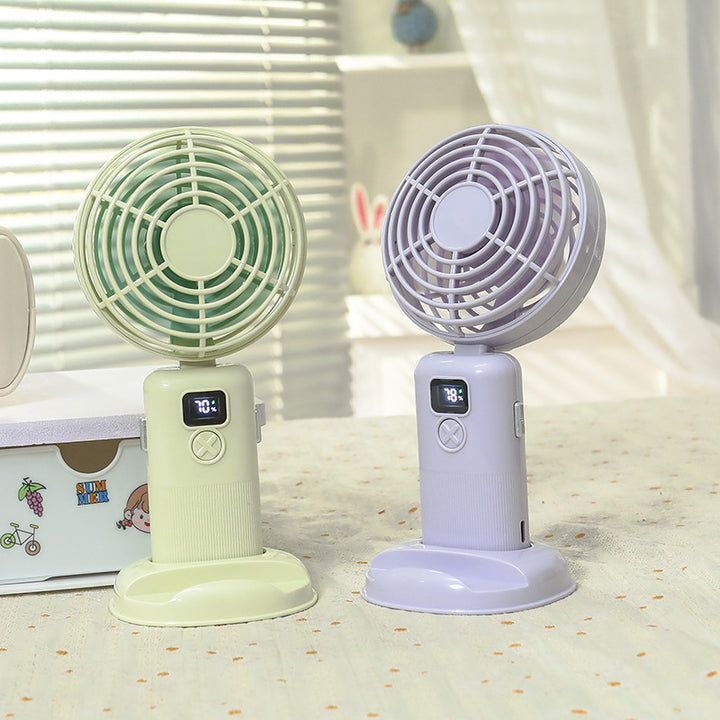 Kvinneportabel mini vifte med digital kontroll og USB-tilkobling Skanto