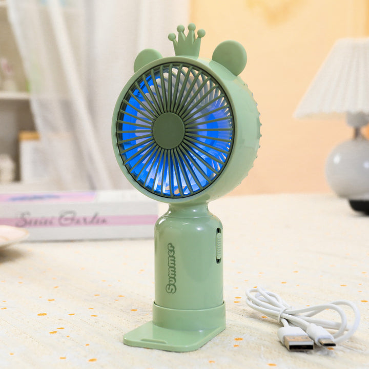 Dame nan bærbar USB Mini-vifte med LED nattlys, sammenleggbart stativ og søtt design Skanto