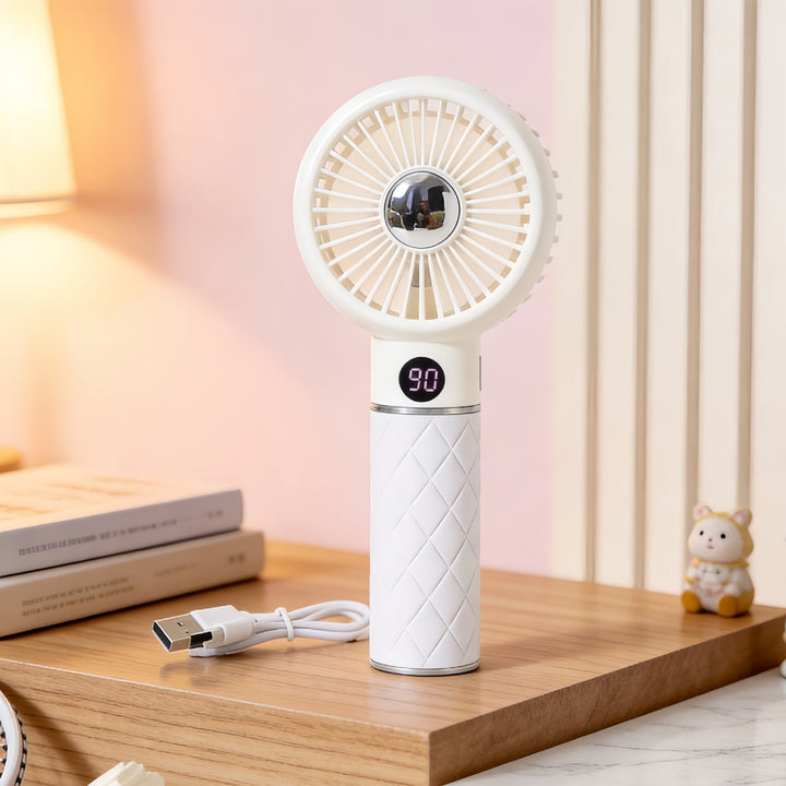 Portable Handheld Fan with Digital Temperature Display and Comfortable Design Skanto