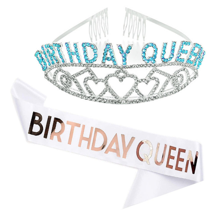 Damer Funklende Tiara- og Sleppe-sett Skanto