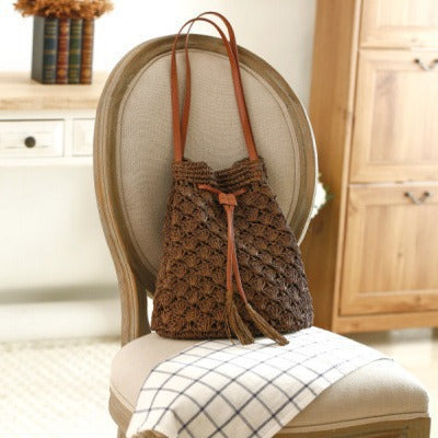 Macrame shoulder bag with elegant fringe detail Skanto