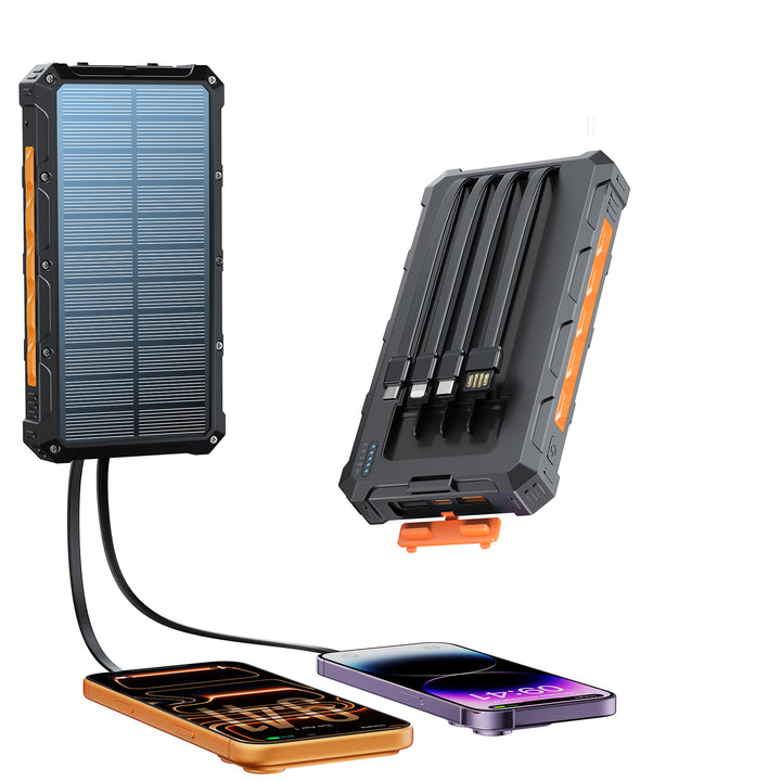 Solar Powerbank med multifunksjonelt tilkoblingssystem og hurtigladefunksjon Skanto