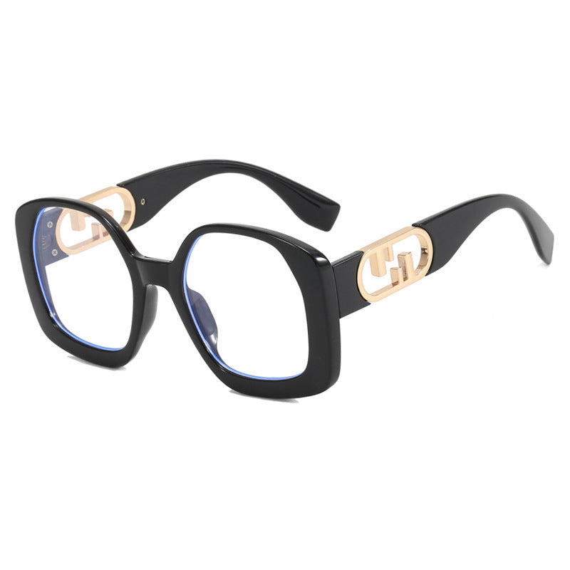 Dame oversized solbriller med ekstravagant geometrisk ramme og elegante detaljer Skanto