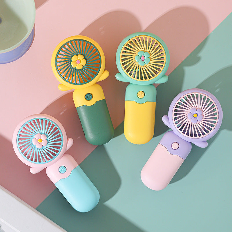 Unisex Bærbar Håndvifte med glad Blomster-design Skanto