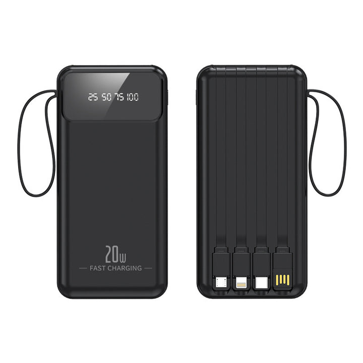 Bærbar Powerbank med innebygd kabelsystem og digital ladningsindikator Skanto