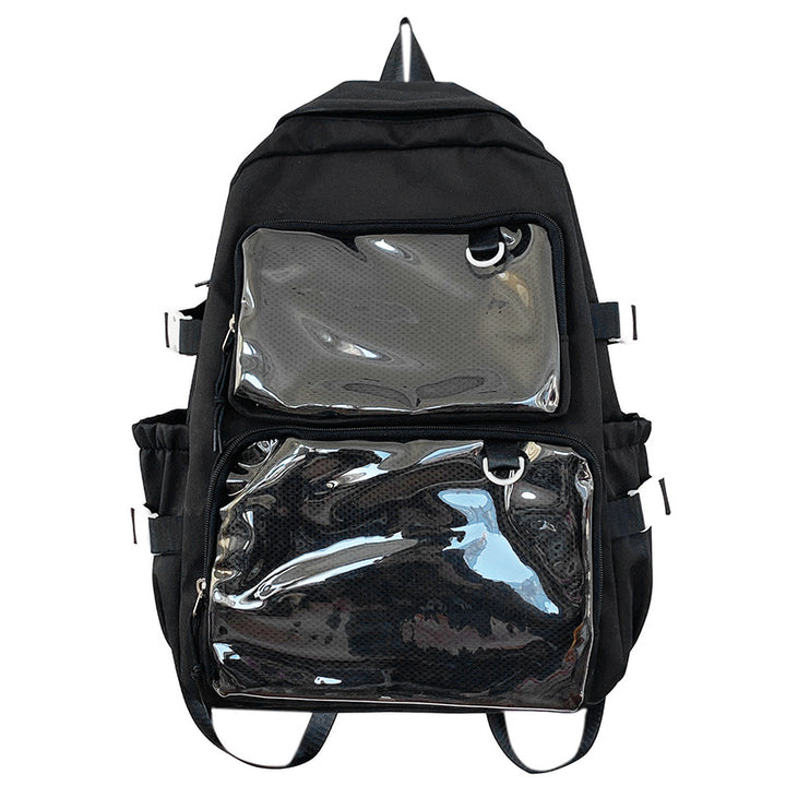 Multi-Compartment Transparent Mesh Skole Ryggsekk