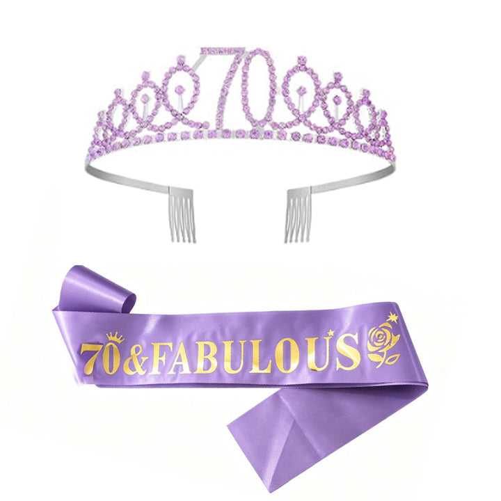 Damer Glitrende bursdags tiara sett med sashes Skanto