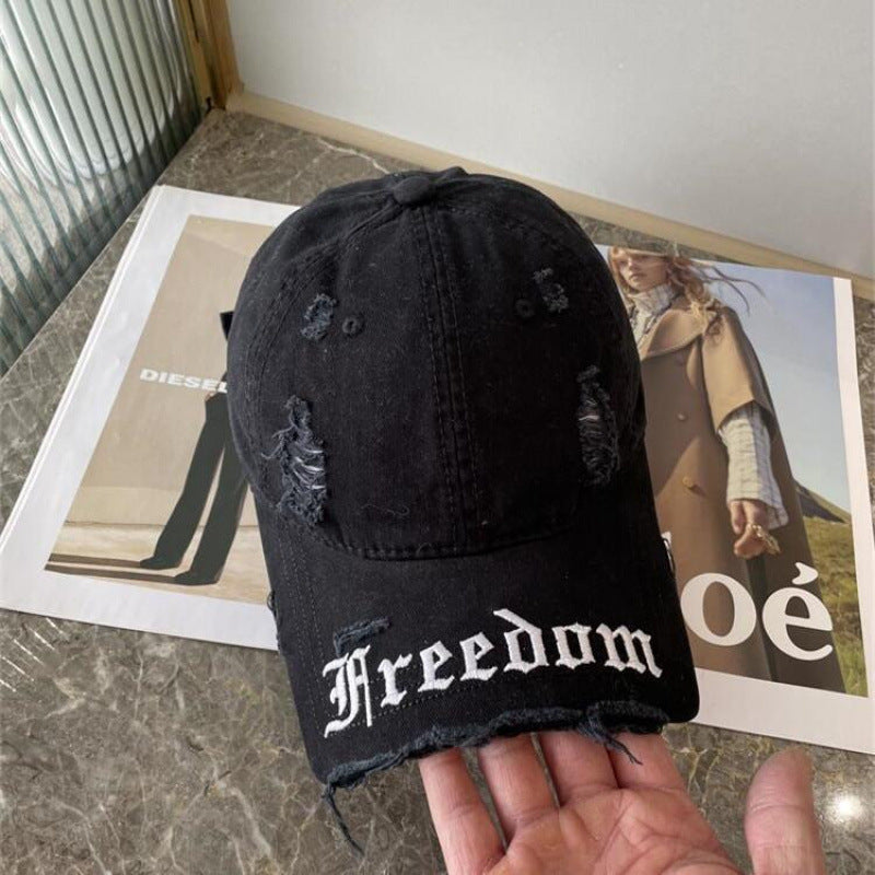 Kvinnenes slitte frihets broderte baseballcap Skanto