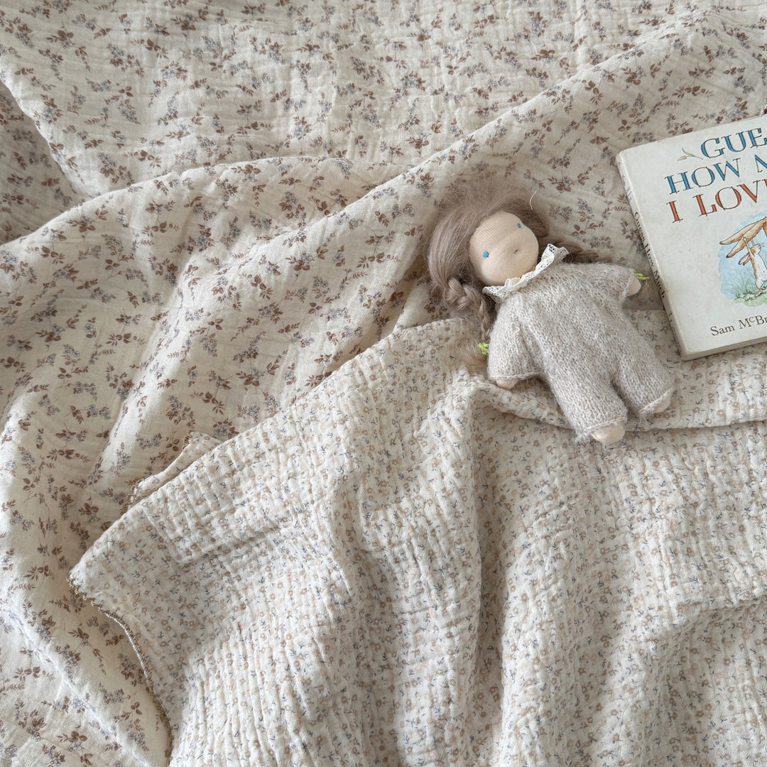 Unisex Cozy Muslin Teppet med Delikat Blomster Mønster Skanto