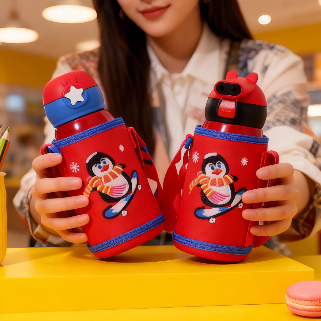 Dame Isolert Drikkeflaske med praktisk bærestrop og dyremotiv Skanto