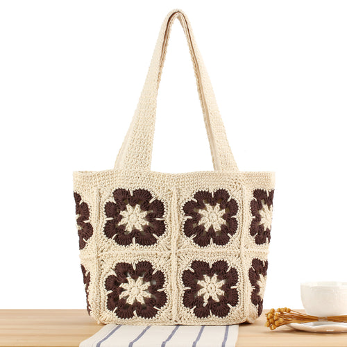 Hand-knotted tote bag with floral design Skanto