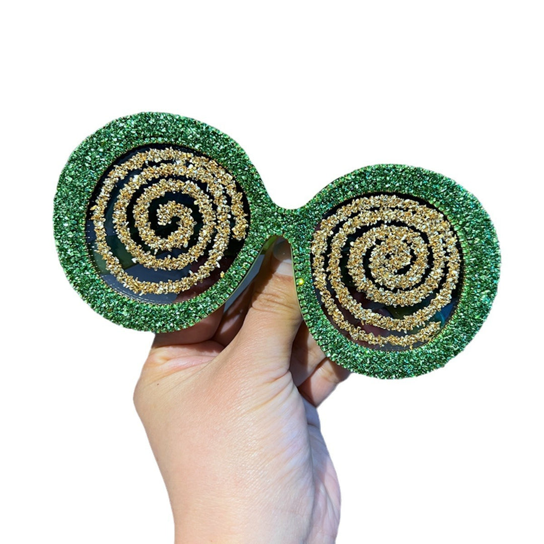 Dame Statement-solbriller med spiralformet glitrendesign Skanto