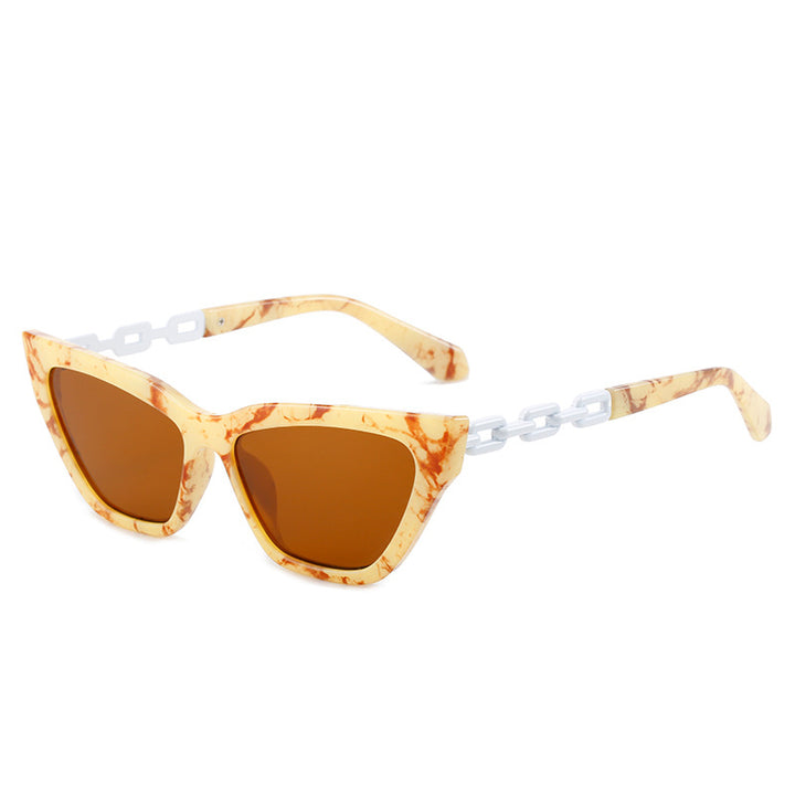 Dame Cat-Eye solbriller med moderne kjedeinnfatning Skanto