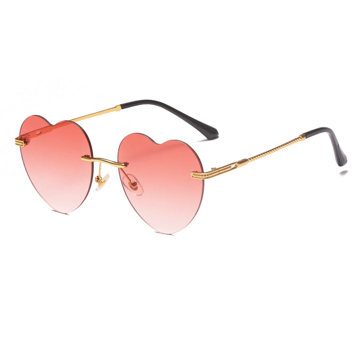 Dame hjerteformet solbrille med speilglass og gullramme Skanto