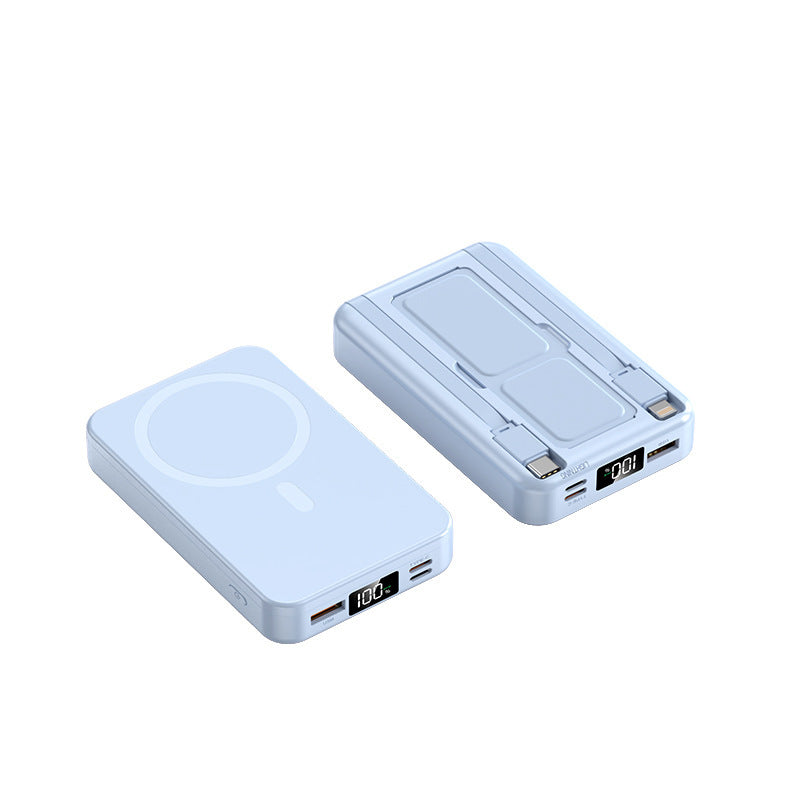 Bærbar powerbank med innebygd Qi-ladefunksjon og digital kapasitetindikator Skanto