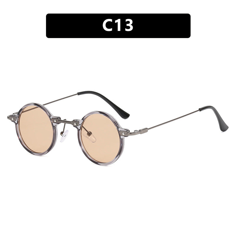 Damen moteriktig rund solbrille med stilig metallramme og polarisert glass Skanto