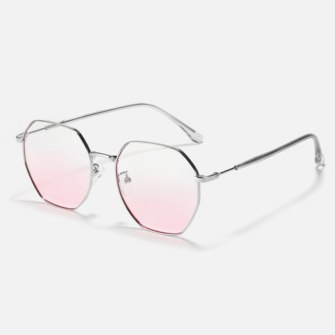 Dame modisk åttekantet solbrille med trendy metallramme Skanto
