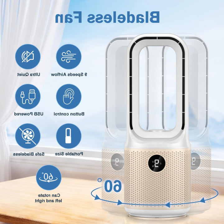 Unisex Turmventilator uten rotorblader med intelligent timer Skanto