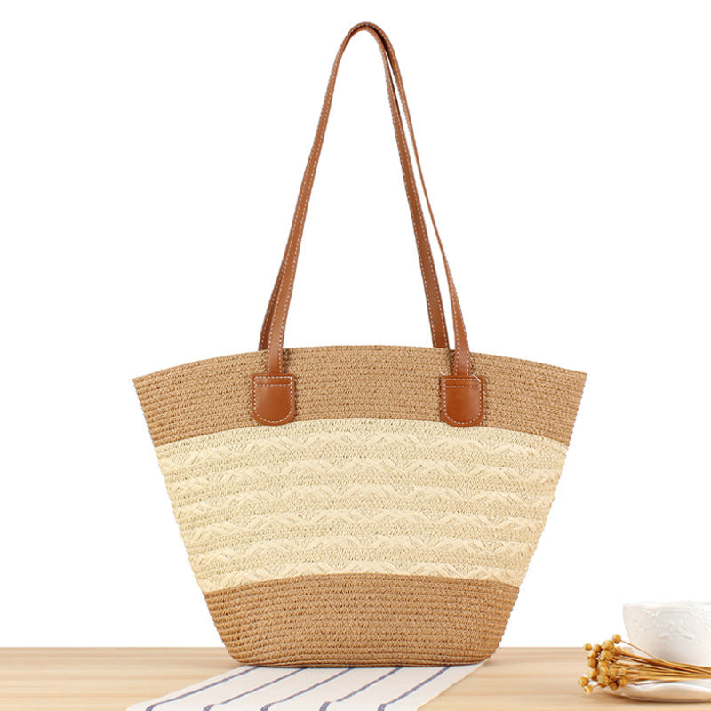 Elegant Straw Bag with Attractive Leather Handles Skanto