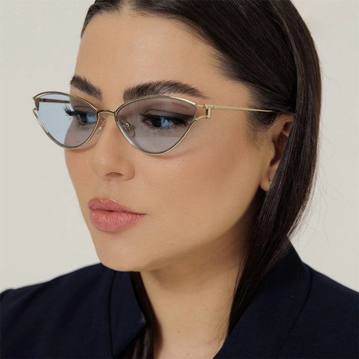 Dame Cat-Eye solbriller i elegant gullramme Skanto
