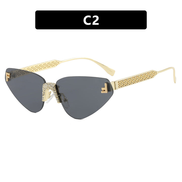 Dame Designer katteøyne-solbrille med glitrende strass-dekor Skanto