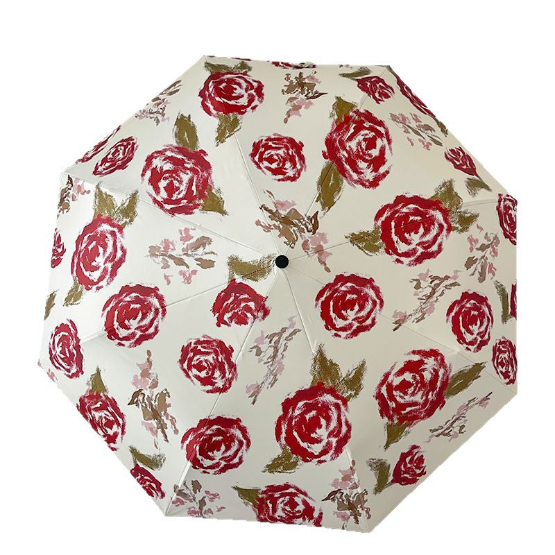 Dame Automatisk Folderegndekker med Blomsterdesign Skanto
