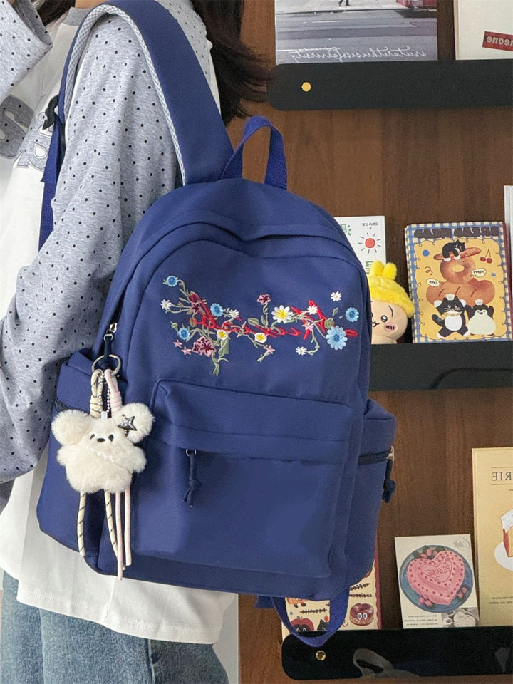 Blomsterbrodert Skole Ryggsekk