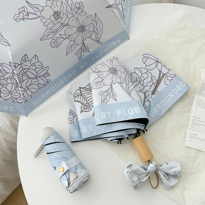 Dame kompakt paraply med blomstermotiv Skanto