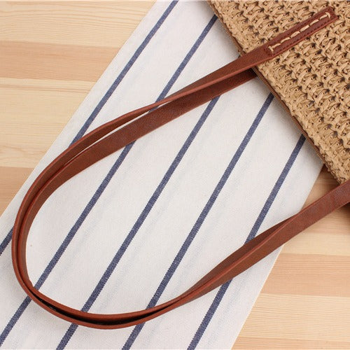 Elegant Raffia Tote Bag with Leather Handles Skanto