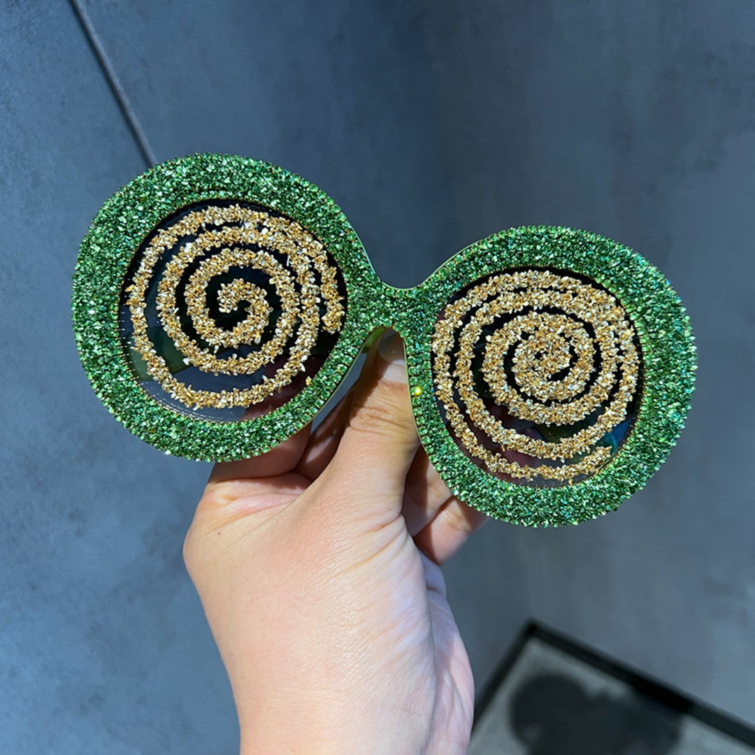 Dame Statement-solbriller med spiralformet glitrendesign Skanto