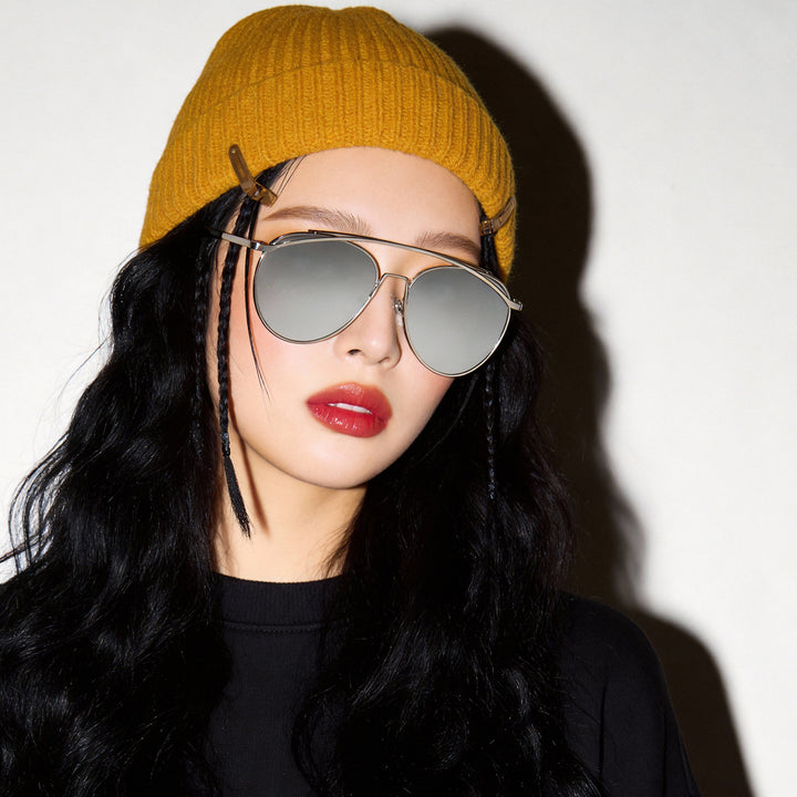 Dame Aviator Solbriller med elegant metallramme Skanto