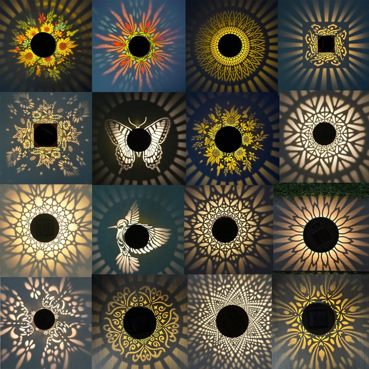 Dekorativ Solar RGB Mandala Projektering Vegg Og Stake Hage Lys Skanto