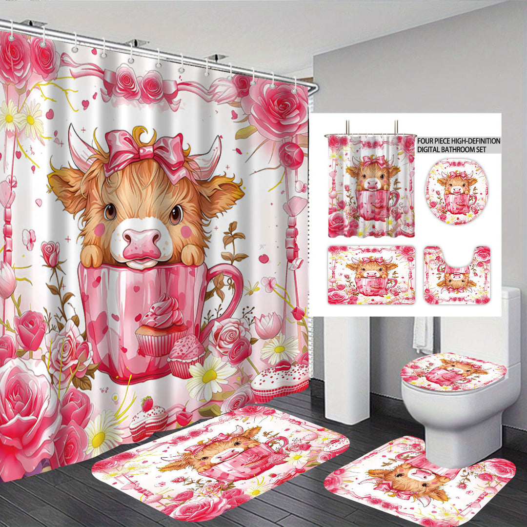 Kunstnerisk Highland Cow Badsett Skanto