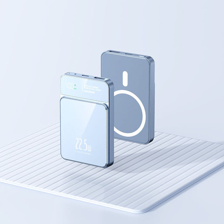 Bærbar Powerbank med trådløs ladingsfunksjon og digital temperaturvisning Skanto