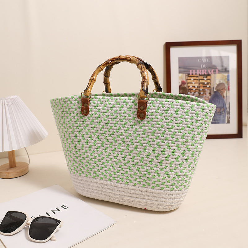 Elegant Bast Shopper med bambushåndtak Skanto