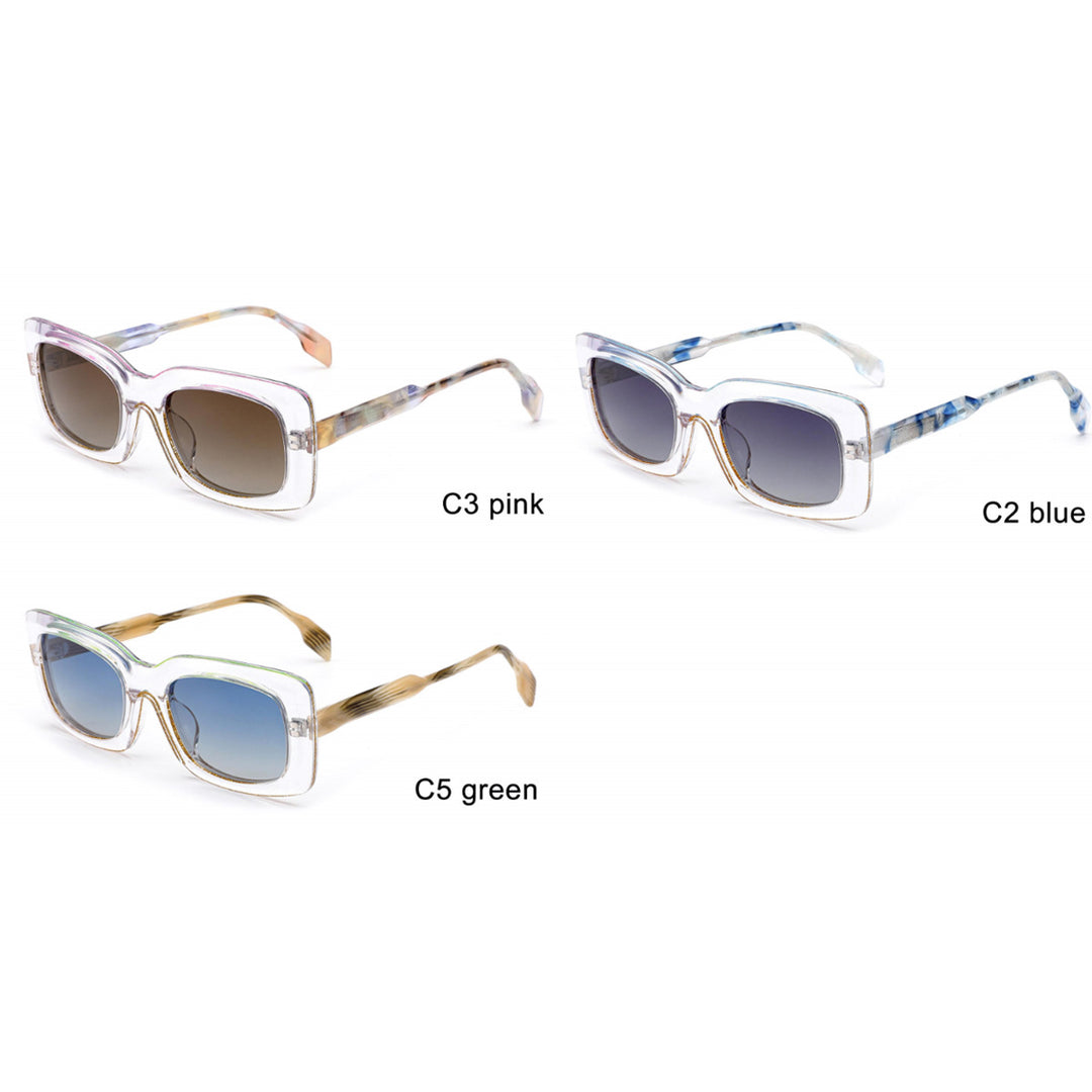 Dame moteriktig kvadratisk solbrille med unik ramme Skanto