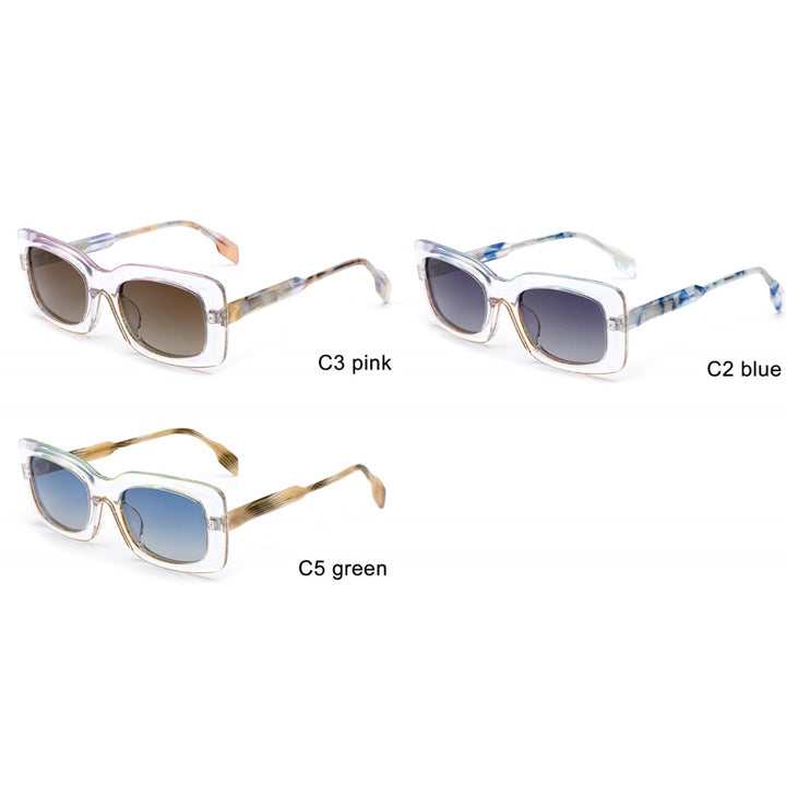 Dame moteriktig kvadratisk solbrille med unik ramme Skanto