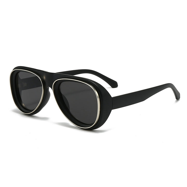 Dame mote retro-solbriller med bred ramme Skanto