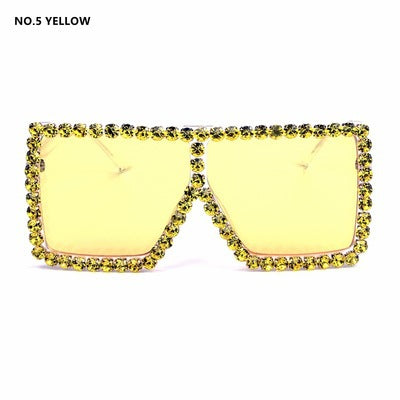 Damer oversized solbrille med glitrende krystallramme Skanto