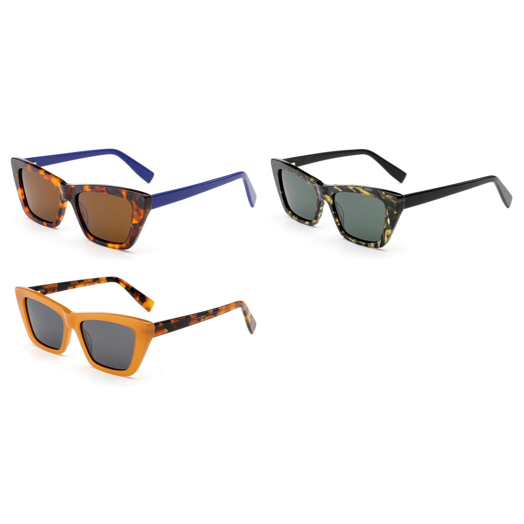 Dame solbrille i trendy, geometrisk design med høyverdig plastramme Skanto