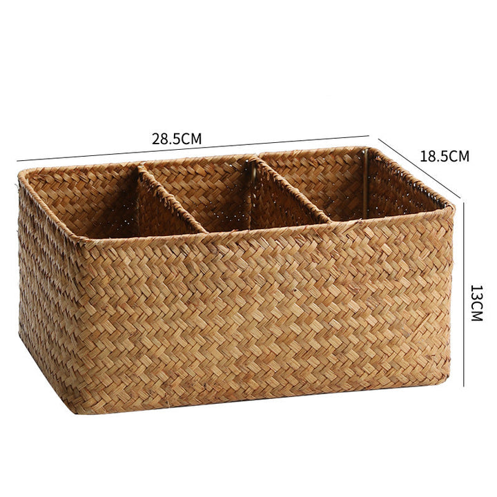Multi-compartment naturlig vevd oppbevaringskurv Skanto