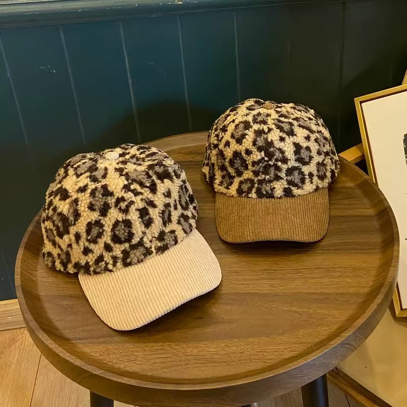 Kvinnens Leopardmønstret Fleece Baseball Caps Skanto