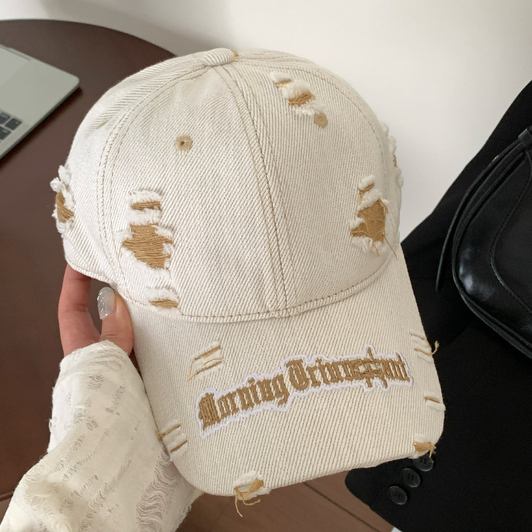 Kvinne Slitt Denim Baseball Caps Skanto