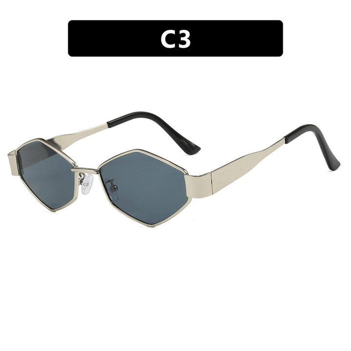 Damen geometrisk solbrille med smal metallramme og polarisert glass Skanto